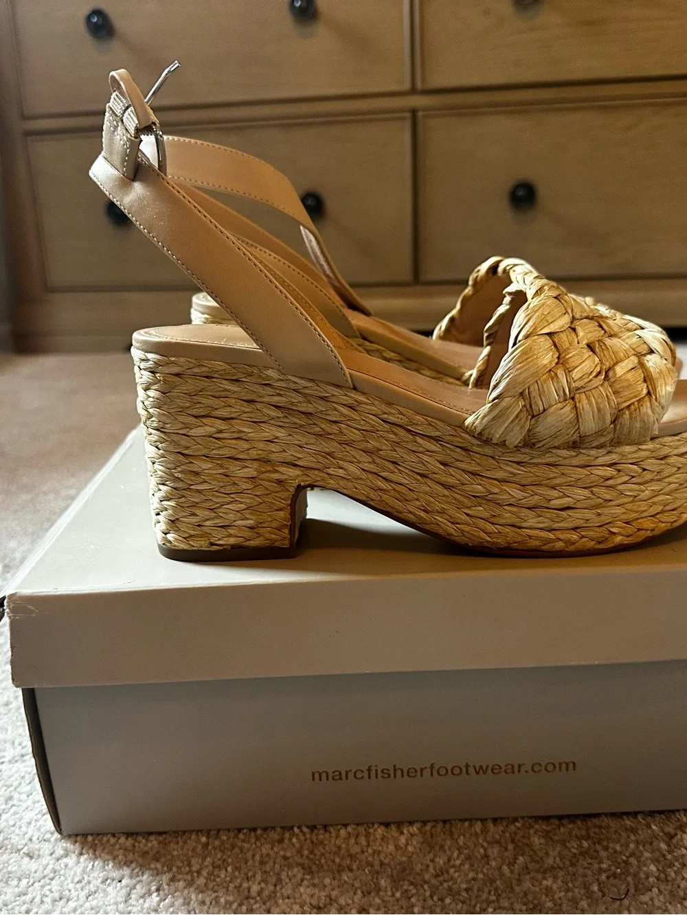 Marc Fisher Braided Espadrille Platform Wedge Sandal in Natural